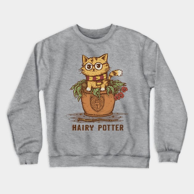 Hairy Cat in a Pot Crewneck Sweatshirt by kg07_shirts